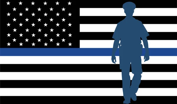 Bandera Línea Azul Delgada Símbolo Aplicación Ley Vector Bandera Policía — Vector de stock