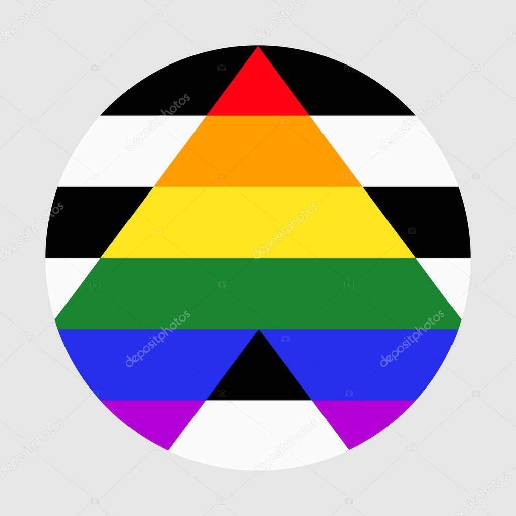 Straight alliance flag vector illustration. Straight ally pride circle badge symbol. Sexual identity. Gay pride.