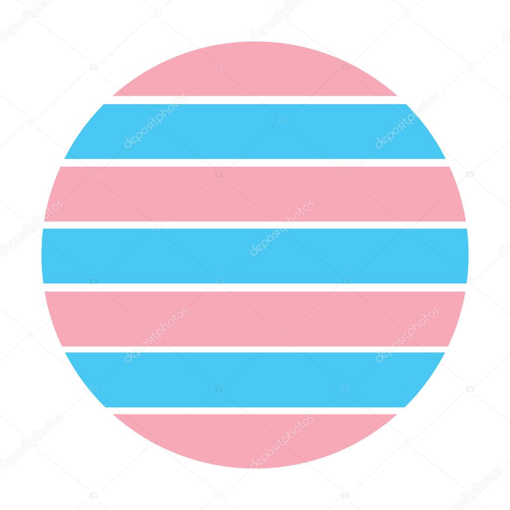 Circle transsexual flag badge vector illustration. Trans sexual rights symbol. Freedom for diversity people sexuality. LGBTQ man and woman union.