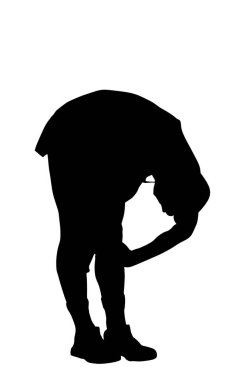 Beyaz arkaplanda izole edilmiş vektör silueti çizimi için maraton koşucusu yarışı bekliyor. Sporcu atlet yarış galibiyetinden sonra bitiş çizgisinde dinleniyor. Superstar oyuncusu oyundan önce konsantre olur