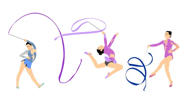 Grace Ballerina Ballerina Ragazza Vettore Illustrazione Figura Prestazioni Isolate Sfondo — Vettoriale Stock