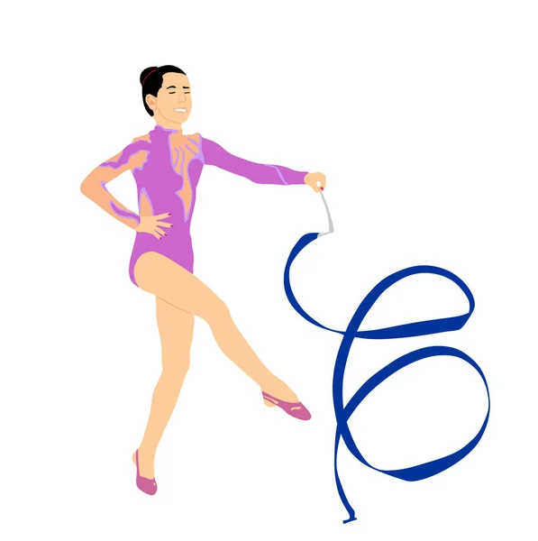 Grace Ballet Dancer Girl Vector Illustration Figure Performance Isolated White — Stock Vector