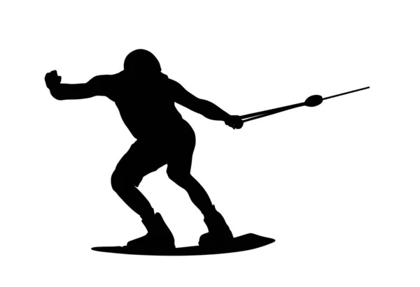 滑水矢量轮廓图孤立在白色上 滑水运动 夏天在海滩上Ski杂技演员在海上 救生员值班水巡逻队 风筝冲浪或寄生 放风筝板 — 图库矢量图片