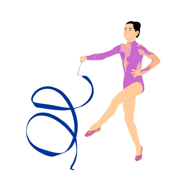 Grace Ballerina Ballerina Ragazza Vettore Illustrazione Figura Prestazioni Isolate Sfondo — Vettoriale Stock