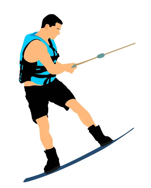 Ilustração Vetorial Esqui Aquático Isolada Sobre Fundo Branco Esportes Esqui — Vetor de Stock