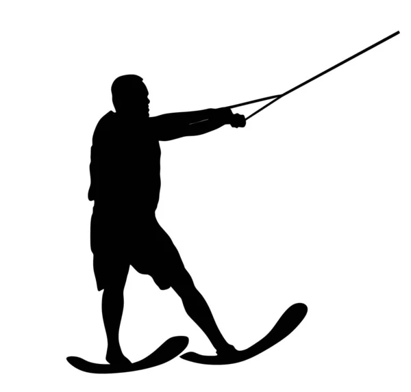 Illustration Silhouette Vectorielle Ski Nautique Isolée Sur Blanc Ski Nautique — Image vectorielle