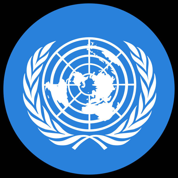 Circle United Nations flag vector illustration. UN badge symbol.