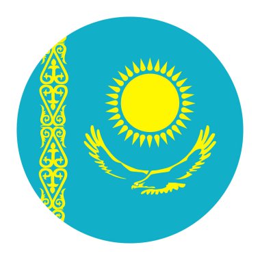 Kazakistan vektör illüstrasyonunu çember yapın. Kazakistan 'ın ulusal sembolü, Asya ülkesi. Devlet sunumu için Kazakistan rozeti.