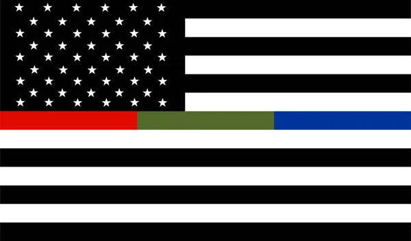 Bandera Memorial Usa Unida Thin Red Green Blue Line Bandera — Vector de stock
