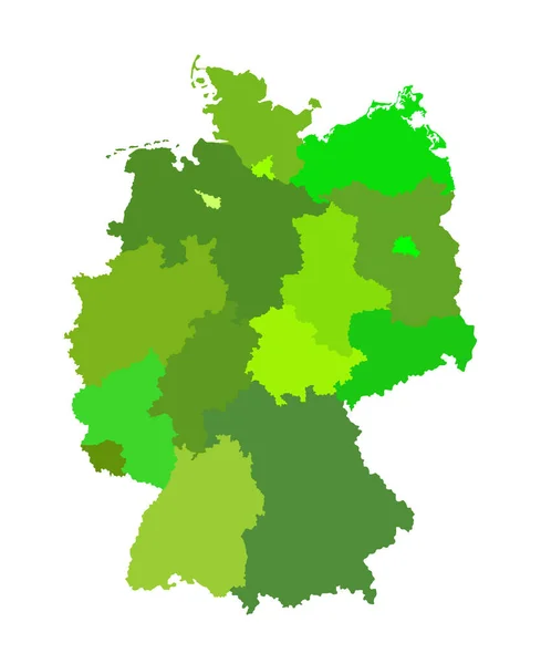 空白ドイツ地図ベクトルシルエットイラスト白の背景に隔離されました ドイツの自治体 高詳細ドイツ地図地域管理部門 分離された州地図 — ストックベクタ