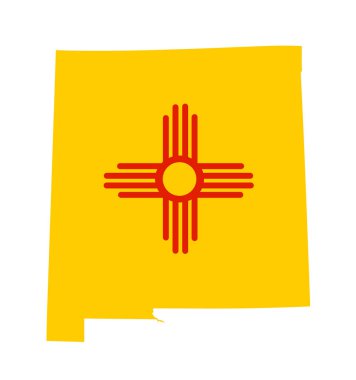 Heraldik amblem işareti New Mexico eyalet haritası silueti arması vektör çizimi izole edilmiş. Heraldry New Mexico bayrak eyaleti COA. Vatansever New Mexico haritasının ulusal sembolü. ABD Amerika