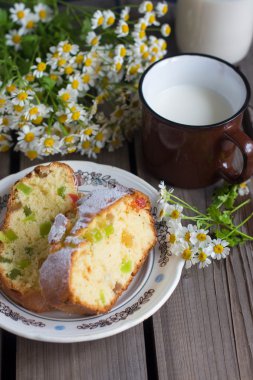Bir fincan süt ve ekmek fırınları için 