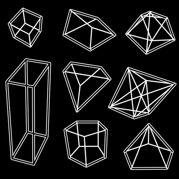 フレームの幾何学的図形。ピラミッド、ミネラル キューブのセット — ストック写真