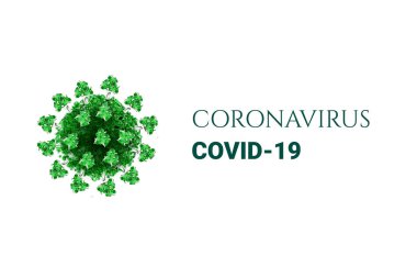 Beyaz arka planda yeşil koronavirüs. Virüs 3 boyutlu model. Covid-19 patojen ikonu. Vektör işareti