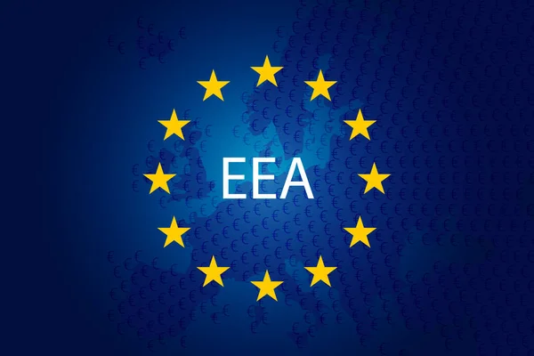 Europeiska Ekonomiska Samarbetsområdet Ees Europeiska Unionens Flagga Och Karta Över — Stock vektor