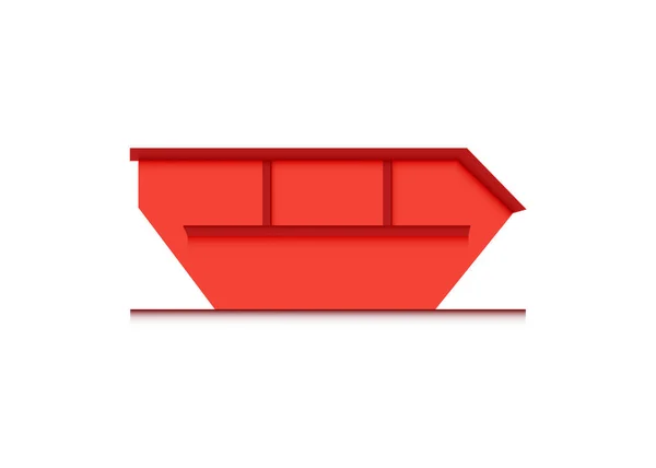 Die Abfalltonne ist ein großer offener Abfallbehälter. Abbildung rotes Vektorsymbol überspringen — Stockvektor