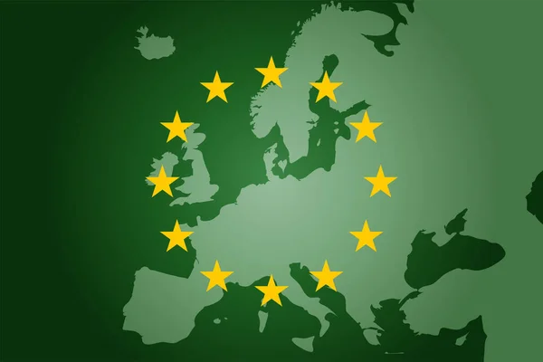 Grön EU-karta och flaggbakgrund. Koncept för vektorillustration — Stock vektor