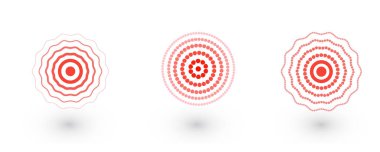 Acının rahatlama hedefi. Dalga yarım ton. Sırt ağrısı, boyun, mide ağrısı, boğaz ağrısı ve baş ağrısını gösteren bir sembol. Reklam için vektör simgesi