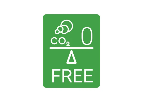 無料の中性CO2アイコン。グリーン・カーボンニュートラル・サイン。炭素排出ゼロラベル。ベクターイラストスタンプ — ストックベクタ