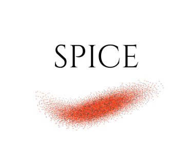 Kırmızı biber tozu, kırmızı biber logosu. İzole edilmiş baharatlı Hint yemeği ikonu. Kırmızı biber tozu. Beyaz arkaplanda vektör illüstrasyonu