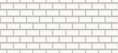 Metro fayans arka planı. Beyaz tuğlalar mutfak tezgahı, banyo duvarı, duş için. vektör dengeleme dokusu