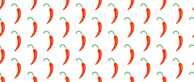 Kırmızı biberli, dikişsiz desen. Meksika yemeği geçmişi için doku. vektör illüstrasyonu