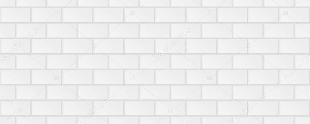subway tile background. white seamless patter for kitchen backsplash, bathroom wall, shower. vector offset texture