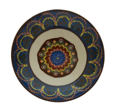 Seramik tabak flanders teknolojisinde boyalı. Bir beyaz izole