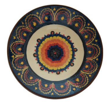 Seramik tabak flanders teknolojisinde boyalı. Bir beyaz izole