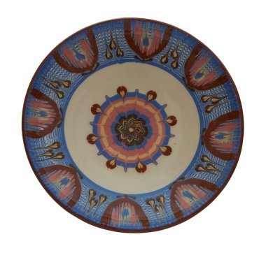 Seramik tabak flanders teknolojisinde boyalı. Bir beyaz izole