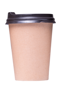 Kırmızı Plastik Kapaklı Kraft Kâğıt Kahve Bardakları Şeffaf Arkaplanda M beden