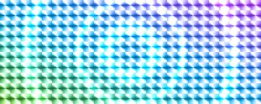 Yansıtıcı ışık efektlerine sahip geometrik blok yapısı içeren soyut bir arkaplan. Pürüzsüz mavi, yeşil ve mor renkler modern ve geleceksel bir görsel doku oluşturur..