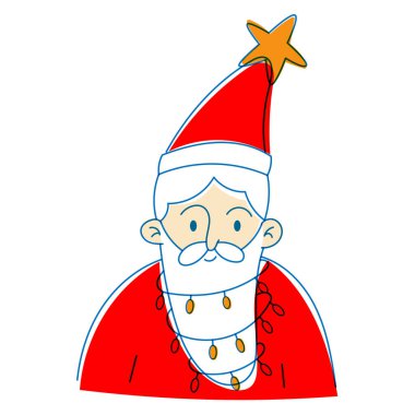 Noel Baba karakteri düz, saf, karalama tarzı ve risograf dokusuyla çizilmiş. Noel kartları, tatil süslemeleri, bayram ambalajları, çıkartmalar, posterler ve mevsimlik tasarım projeleri için mükemmel..