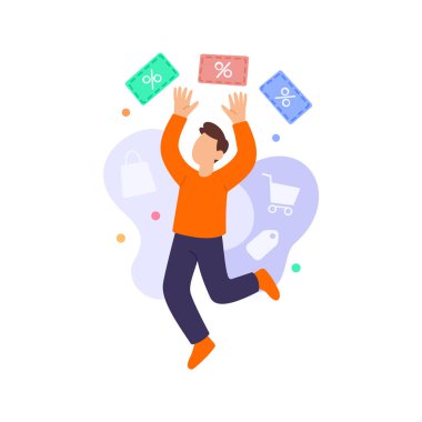 Yüzen kuponlar, alışveriş yapan kişinin etrafında uçuşan kuponlar.