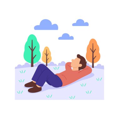 Çimenlere uzanan, gün ışığı altında çimlere uzanan