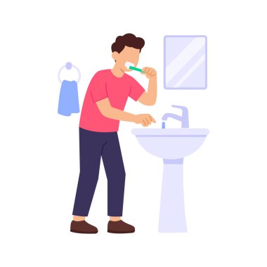 Diş fırçalamak, diş fırçalamak bambu diş fırçası kullanmak.