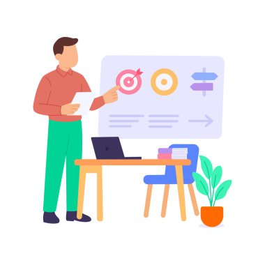 Görev ve Vizyon, organizasyonel amaç ve yönü tanımlama, Düz vektör karakter çizimi