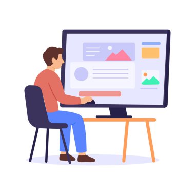 Dijital Reklam, çevrimiçi kanallar aracılığıyla markanın tanıtımı, düz vektör karakter illüstrasyonu