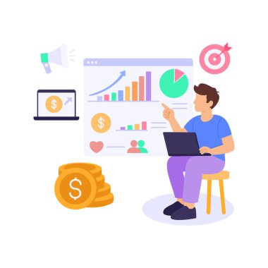 Reklam Performans Analizi, kampanya etkinliğinin ve sonuçlarının ölçümü, Düz Vektör Karakter Çizimi