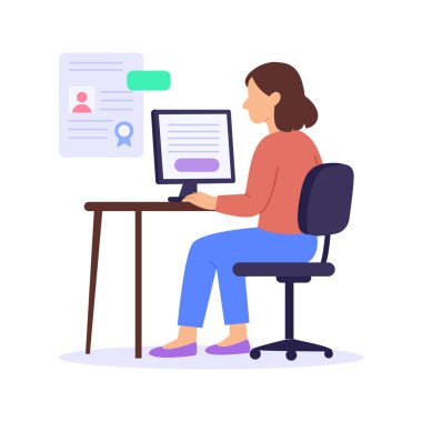 İş Lisansı Yenileme, devam eden yasal işlemler için kayıt güncelleme, düz vektör karakter çizimi