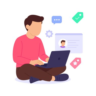 Müşterileri etiketlemek, akıllı etiketler kullanarak kişileri düzenlemek, düz vektör karakter çizimi