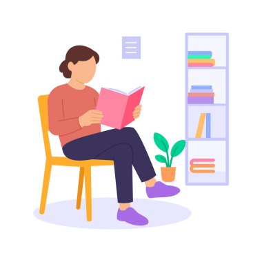 Kitap Kulübü, okuma ve tartışma kültürünü teşvik eden düz vektör karakter illüstrasyonu