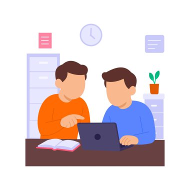 Danışmanlık, deneyimli destek yoluyla çalışan gelişimine rehberlik etmek, düz vektör karakter çizimi