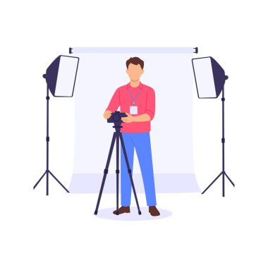 Kimlik kartı için fotoğraf, çalışanlar için kimlik fotoğrafı, düz vektör karakter illüstrasyonu