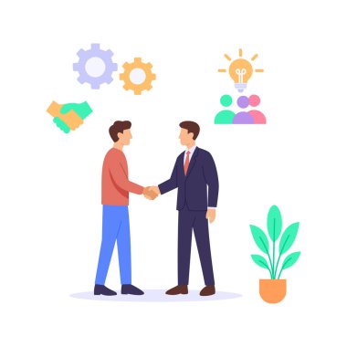 Ortaklık Geliştirme, karşılıklı büyüme için ittifaklar kurmak, düz vektör karakter çizimi