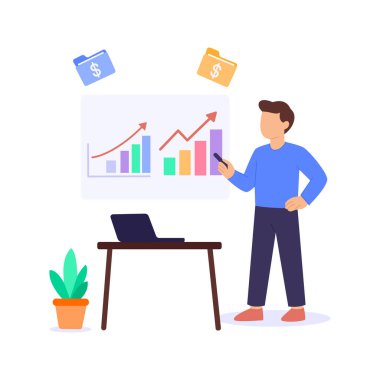 Karşılıklı Fonlar, havuzlu yatırım aracı profesyonel olarak yönetiliyor, düz vektör karakter çizimi