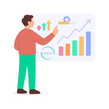 Portföy Performansı, kriterlere göre geri dönüşleri düzenli olarak ölçmek, düz vektör karakter çizimi
