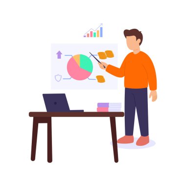 Varlık tahsisi, varlık sınıfları arasında yatırımların dağıtımı, düz vektör karakter illüstrasyonu