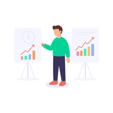 Yatırım Karşılaştırması, sermaye, düz vektör karakter illüstrasyonundan önce seçenekleri analiz etme