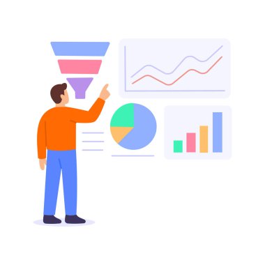 Dönüştürme Ölçüleri, ölçüm performansı ve kampanya sonuçları, Düz vektör karakter illüstrasyonu